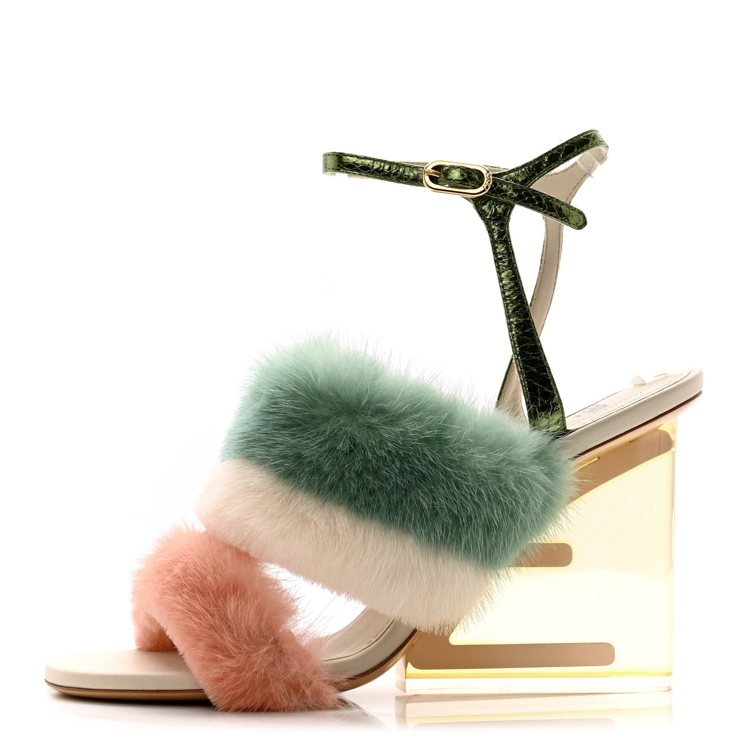 Fendi Mink Ayers Lucite Fendi First 95mm Sandals 38 Bellini Hermi Urano Pirite 1 of 8