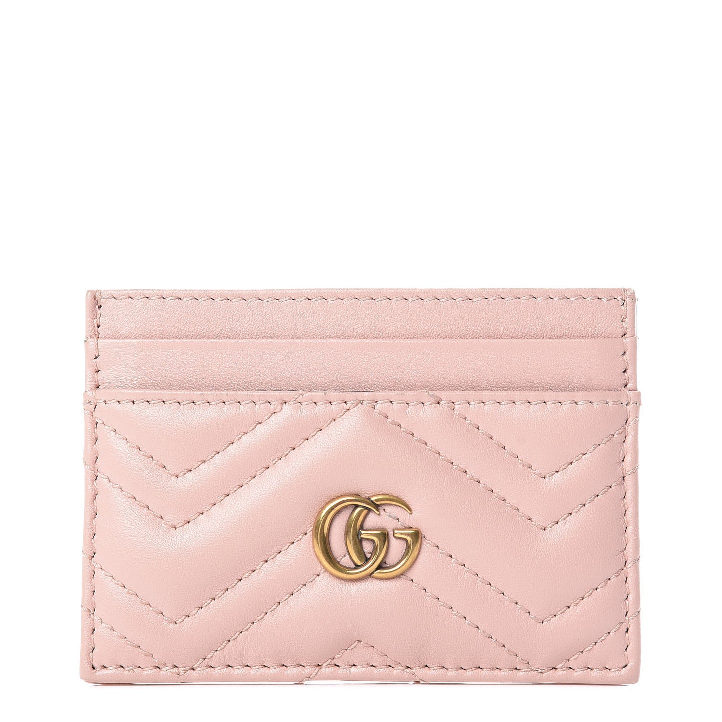 Calfskin Matelasse GG Marmont Card Holder Perfect Pink