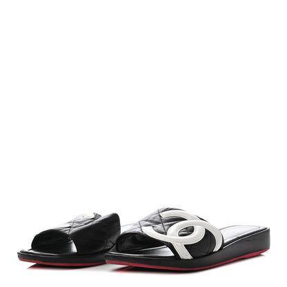 Chanel Calfskin Cambon CC Flat Slide Sandals 38 Black 3 of 10