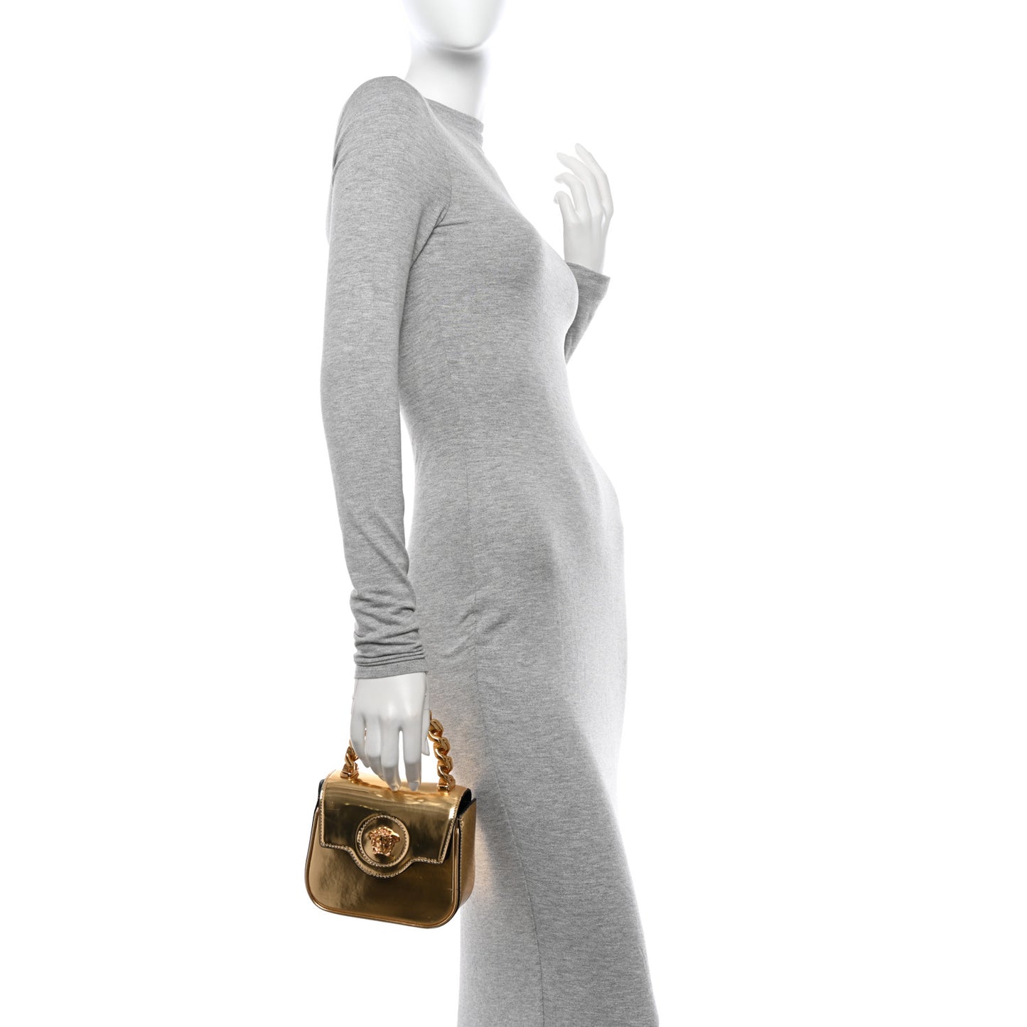 Metallic Calfskin Mini La Medusa Bag Gold