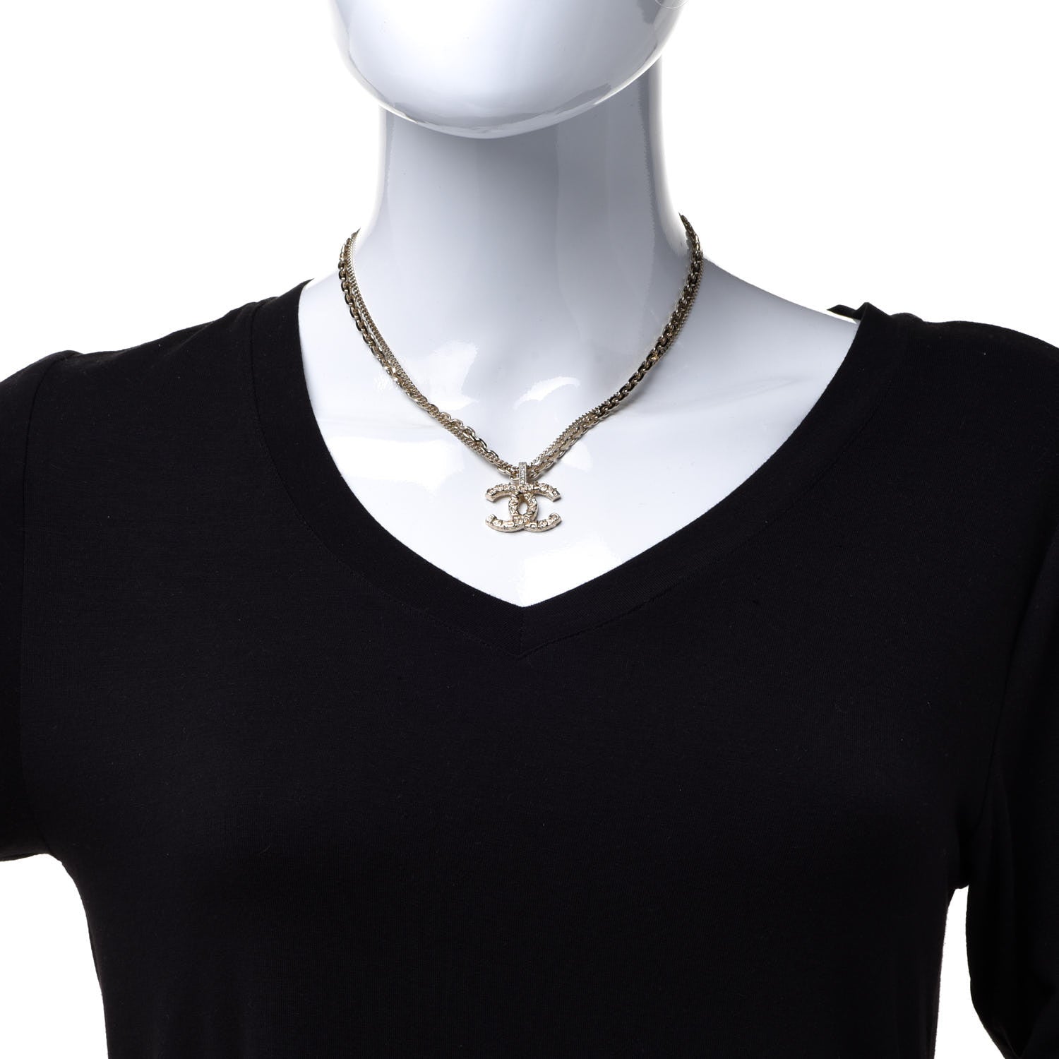 Chanel Crystal CC Multi Strand Chain Necklace Gold 2 of 6