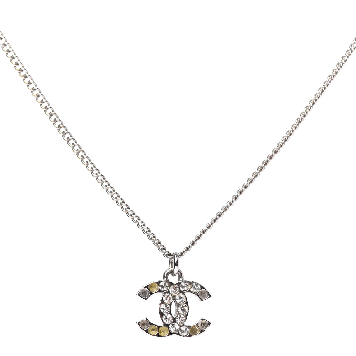 Chanel Crystal CC Necklace Silver 1 of 4