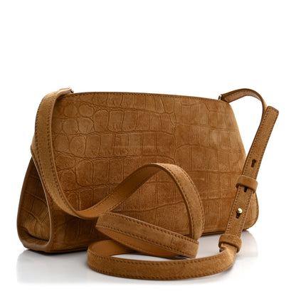 Salvatore Ferragamo Suede Alligator Embossed Mini Hug Crossbody Bag Natural Brown 3 of 10