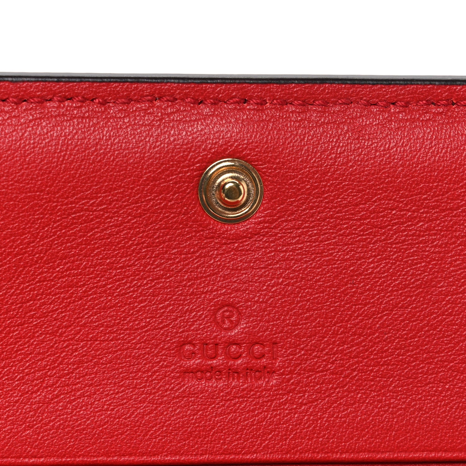 Gucci GG Supreme Monogram Apple Card Case Wallet Beige Multicolor Lobster Red 6 of 7