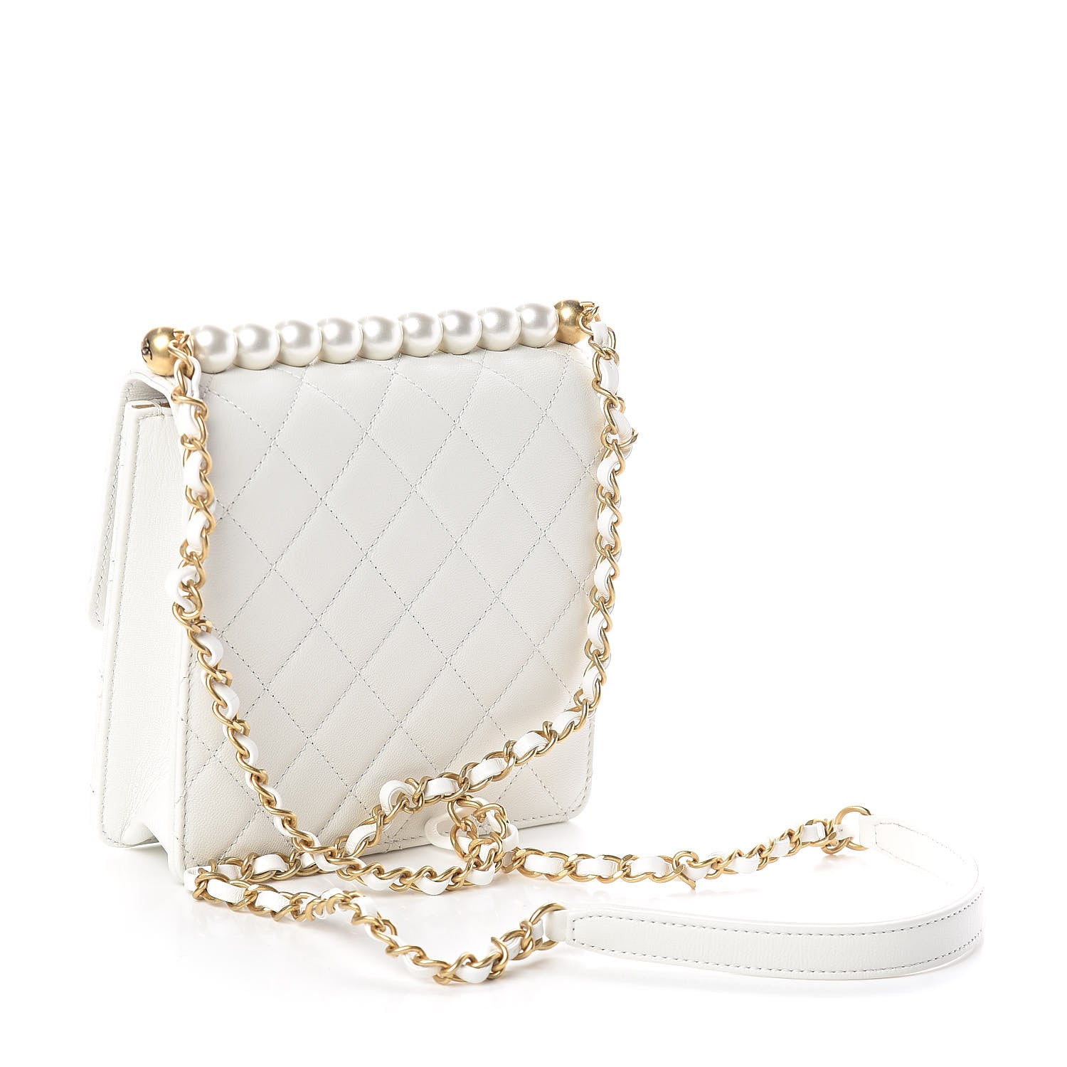 Chanel Lambskin Quilted Chic Pearls Flap White 3 of 10