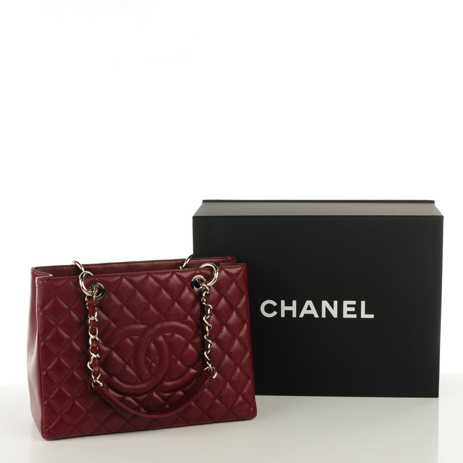 Chanel Caviar Grand Shopping Tote GST Dark Red 8 of 8