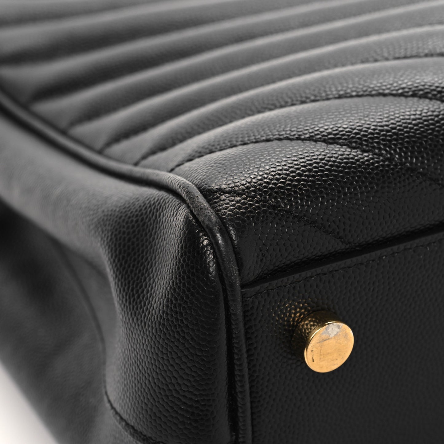 Grain De Poudre Matelasse Chevron Monogram Shopping Bag Black