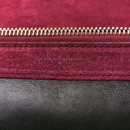 Saint Laurent Suede Mixed Matelasse Tri-Quilt Large Monogram Envelope Satchel Red 6 of 13