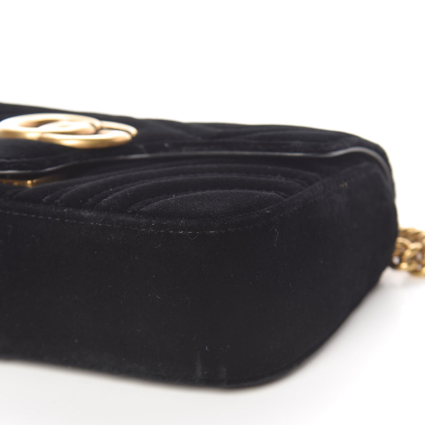 Velvet Matelasse Mini GG Marmont Shoulder Bag Black