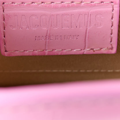 Jacquemus Calfskin Crocodile Embossed Le Chiquito Moyen Pink 6 of 10