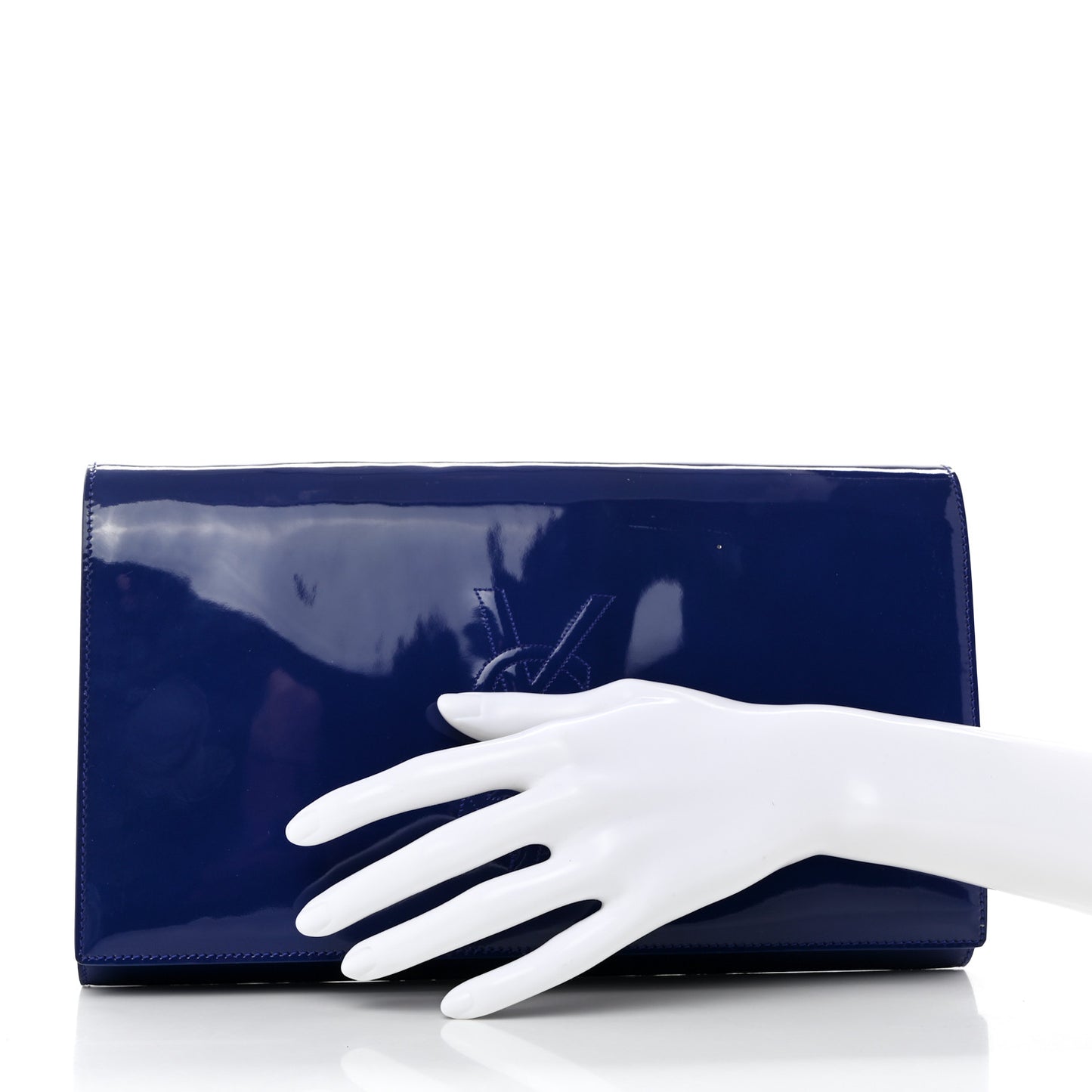 Patent Calfskin Monogram Large Belle De Jour Clutch Royal Blue