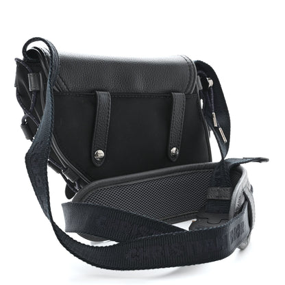Christian Dior X SACAI Grained Calfskin Technical Fabric Mens Saddle Bag Black 3 of 10