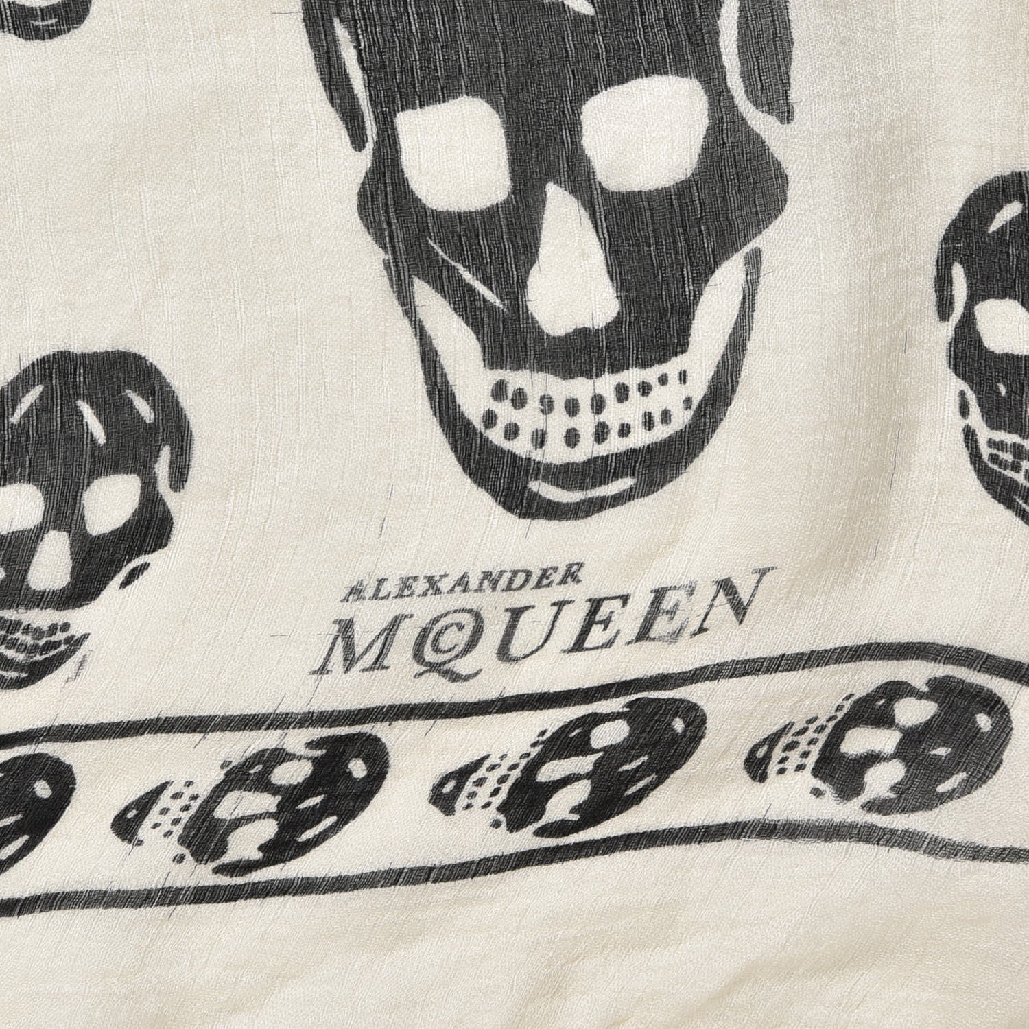 Alexander McQueen Silk Chiffon Skull Scarf Ivory Black 4 of 14