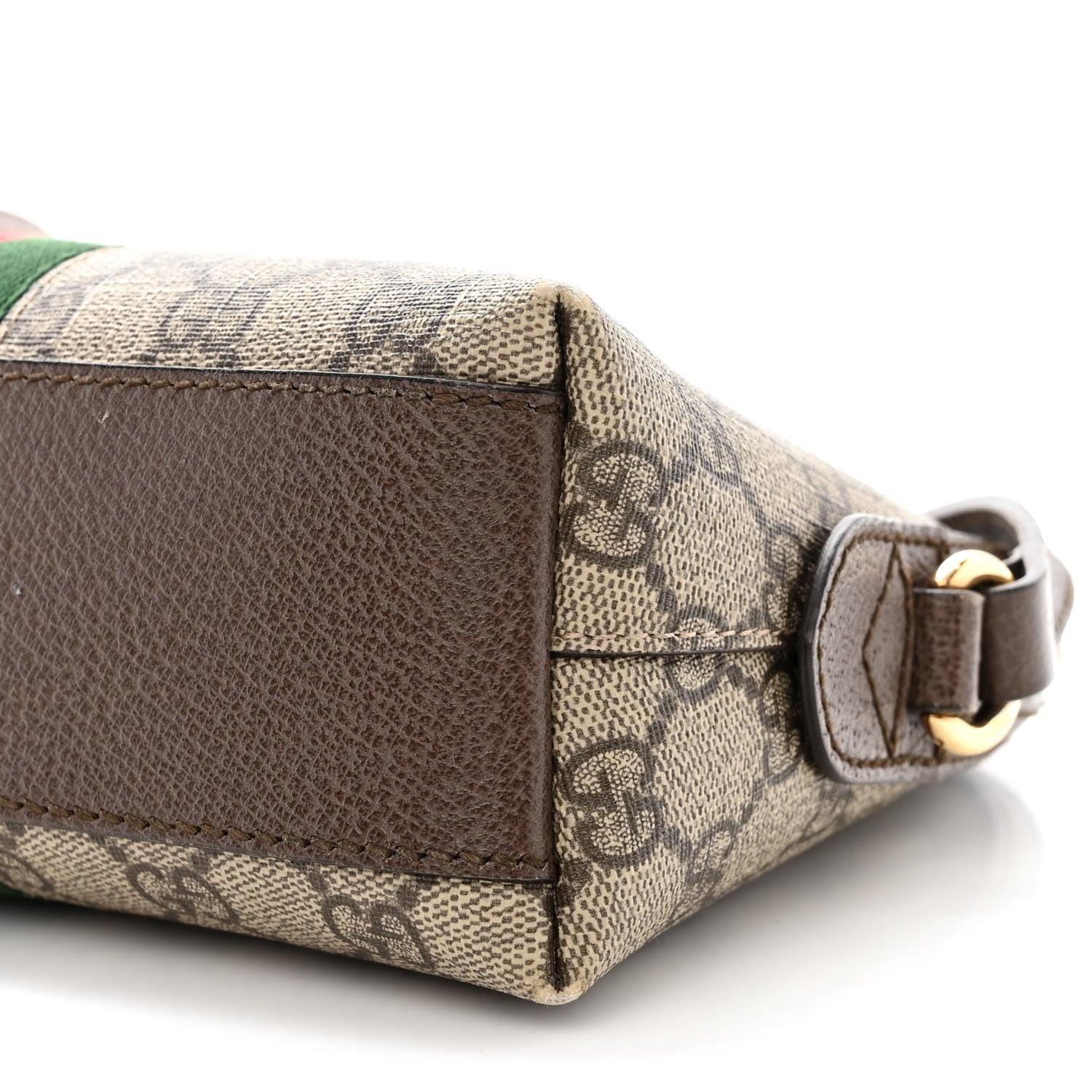 Gucci GG Supreme Monogram Textured Dollar Calfskin Web Small Ophidia Dome Shoulder Bag Beige Ebony New Acero 13 of 15