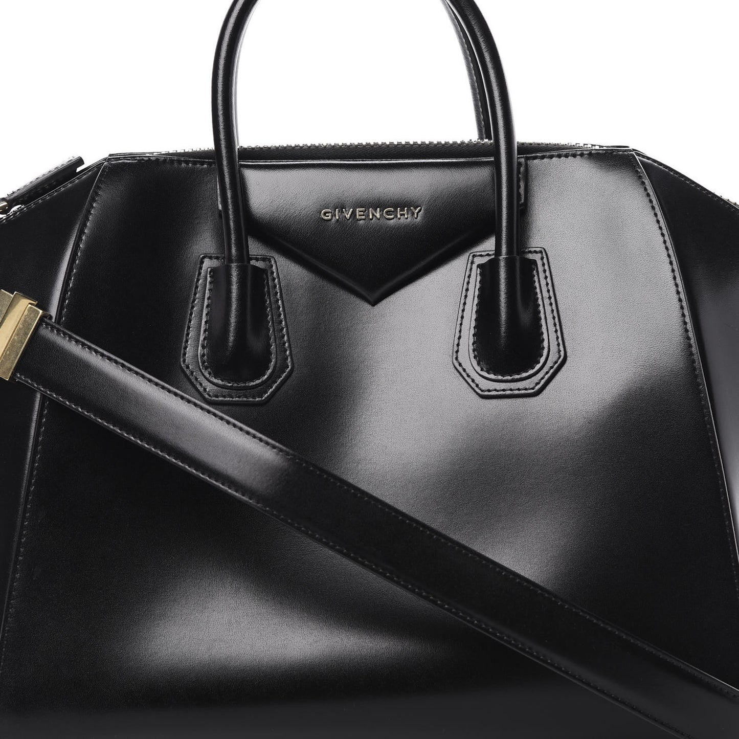 Shiny Lord Calfskin Medium Antigona Black