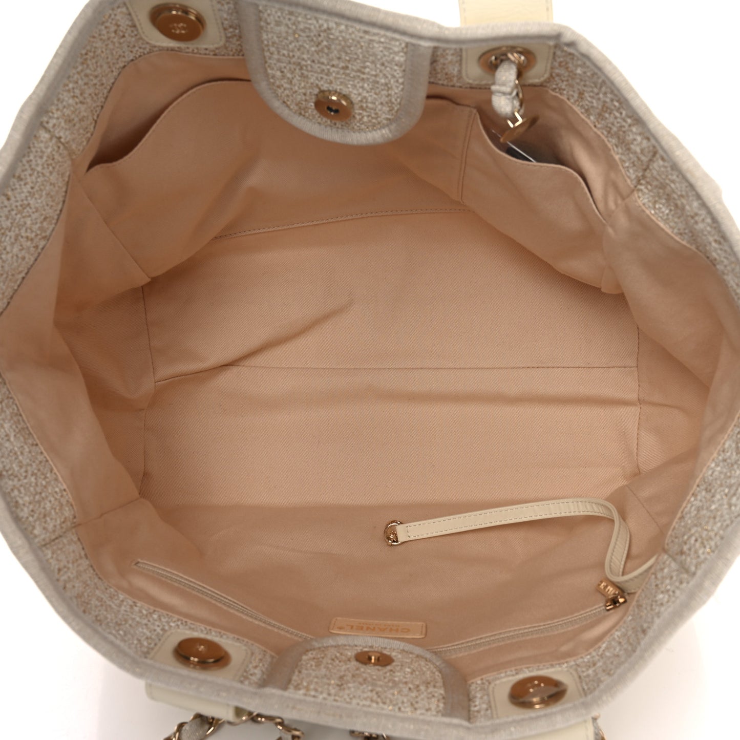 Lurex Boucle Medium Deauville Tote White