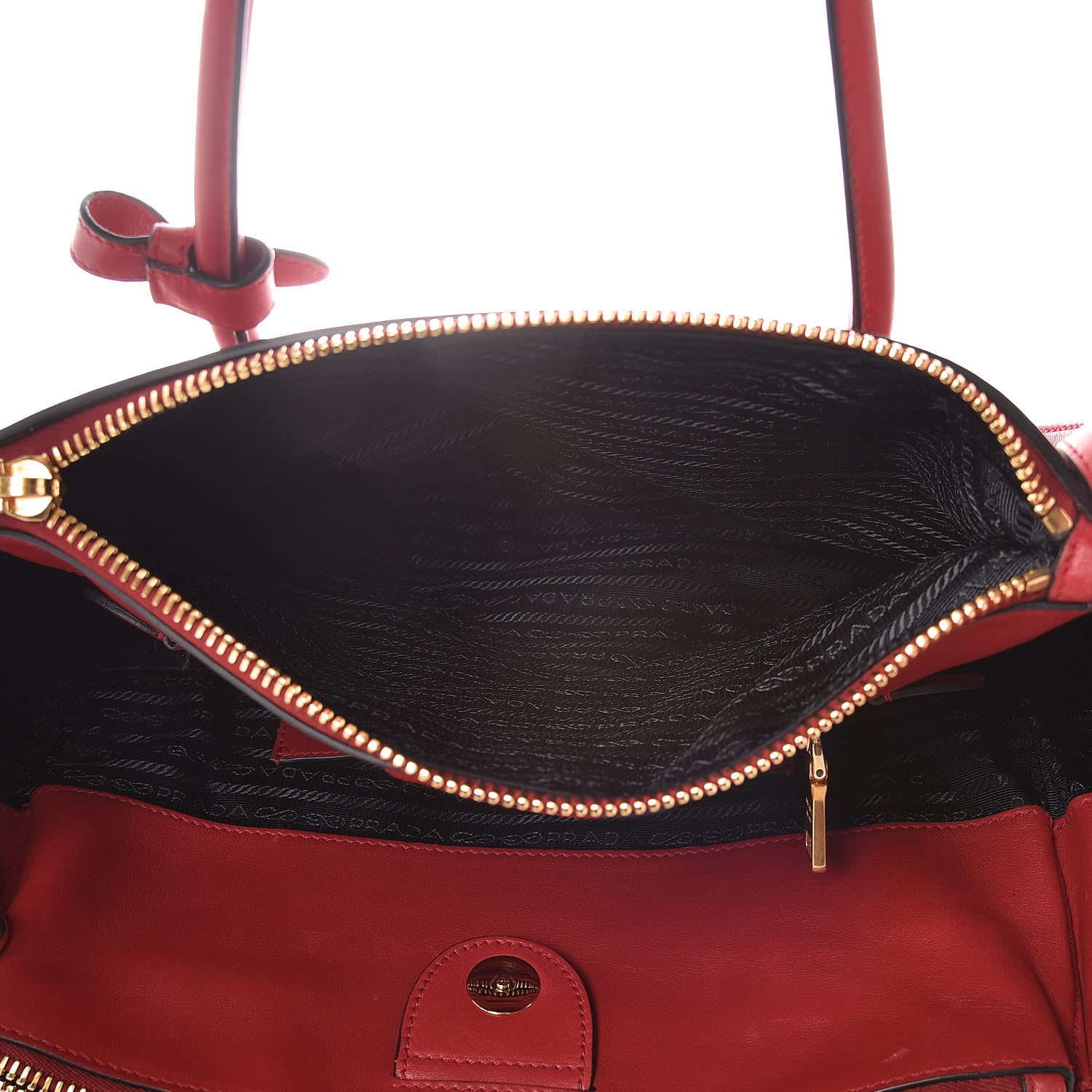 Prada Glace Calfskin Twin Pocket Tote Fuoco 6 of 15
