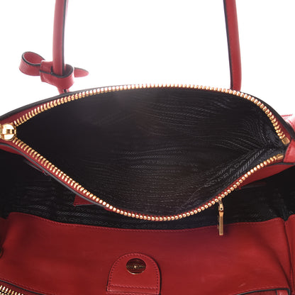 Prada Glace Calfskin Twin Pocket Tote Fuoco 6 of 15