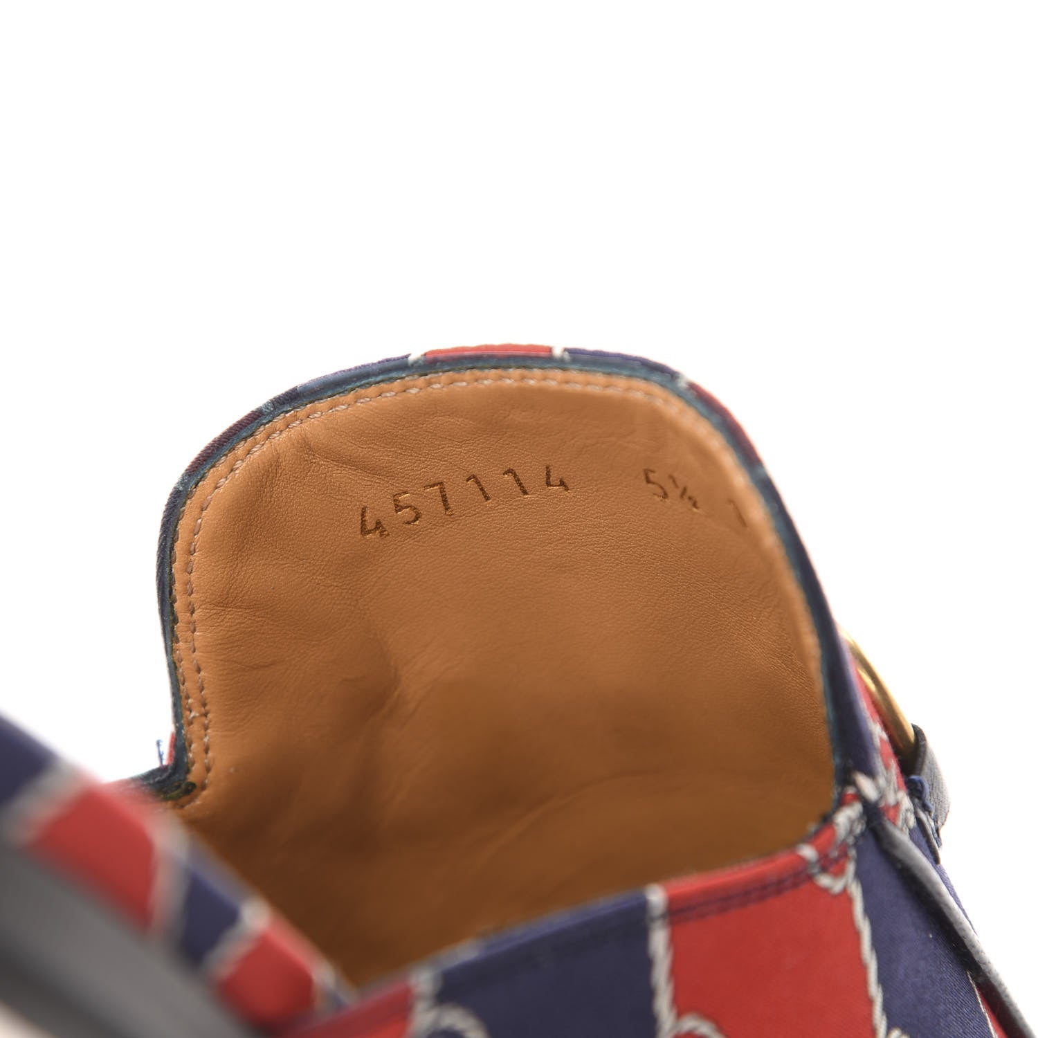Gucci Mini GG Rhombus Chain Mens Princetown Slippers 5.5 Royal Bleuett Red 8 of 10