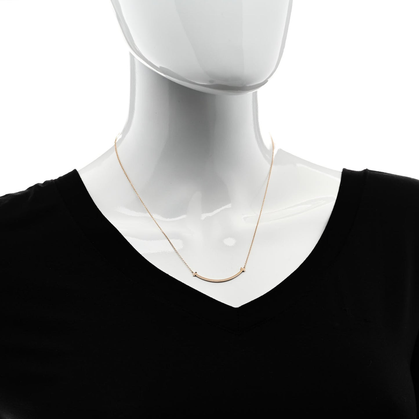 18K Rose Gold Small T Smile Pendant Necklace