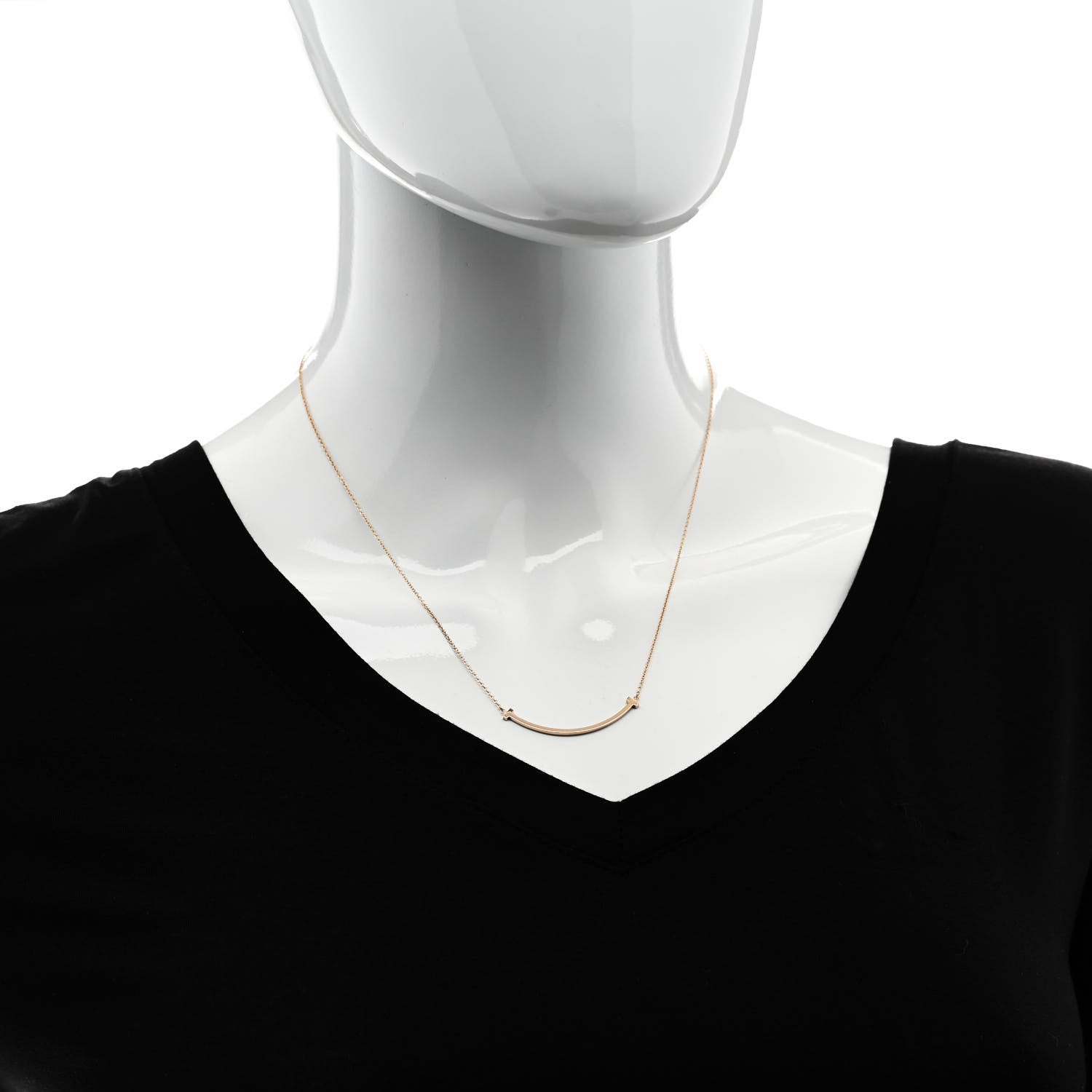 Tiffany 18K Rose Gold Small T Smile Pendant Necklace 2 of 5