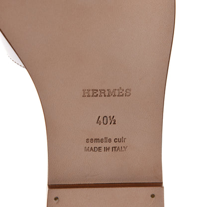Hermes Box Calfskin Oran Sandals 40.5 White 6 of 11