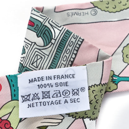 Hermes Silk Les Nouveaux Amoureux de Paris Twilly Rose Pale Vert Rose 3 of 3