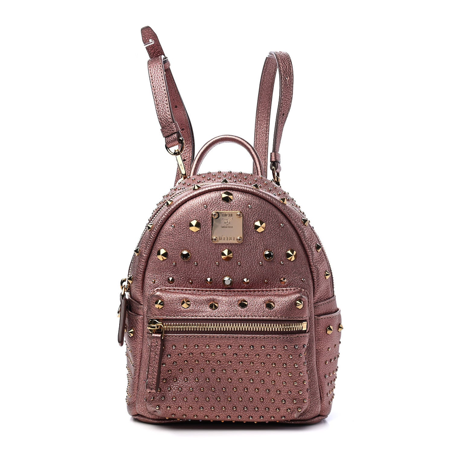 MCM Metallic Calfskin Stud X-Mini Stark Bebe Boo Backpack Pink 1 of 8