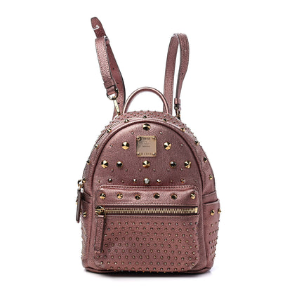 MCM Metallic Calfskin Stud X-Mini Stark Bebe Boo Backpack Pink 1 of 8