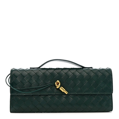 Bottega Veneta Nappa Intrecciato Long Andiamo Top Handle Clutch Emerald Green 1 of 10