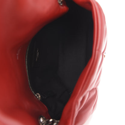 Saint Laurent Lambskin Quilted Small Loulou Puffer Monogram Chain Satchel Red 5 of 10