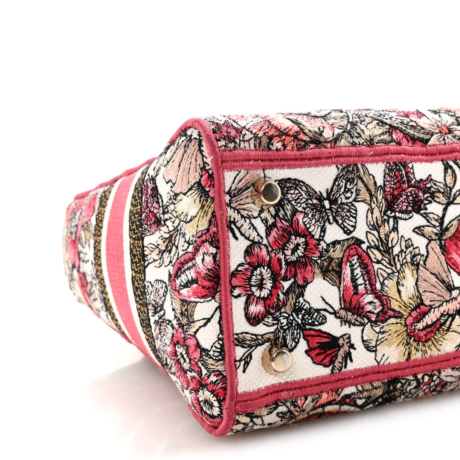Christian Dior Canvas Embroidered Butterfly Print Medium Lady D-Lite  Multicolor 8 of 9