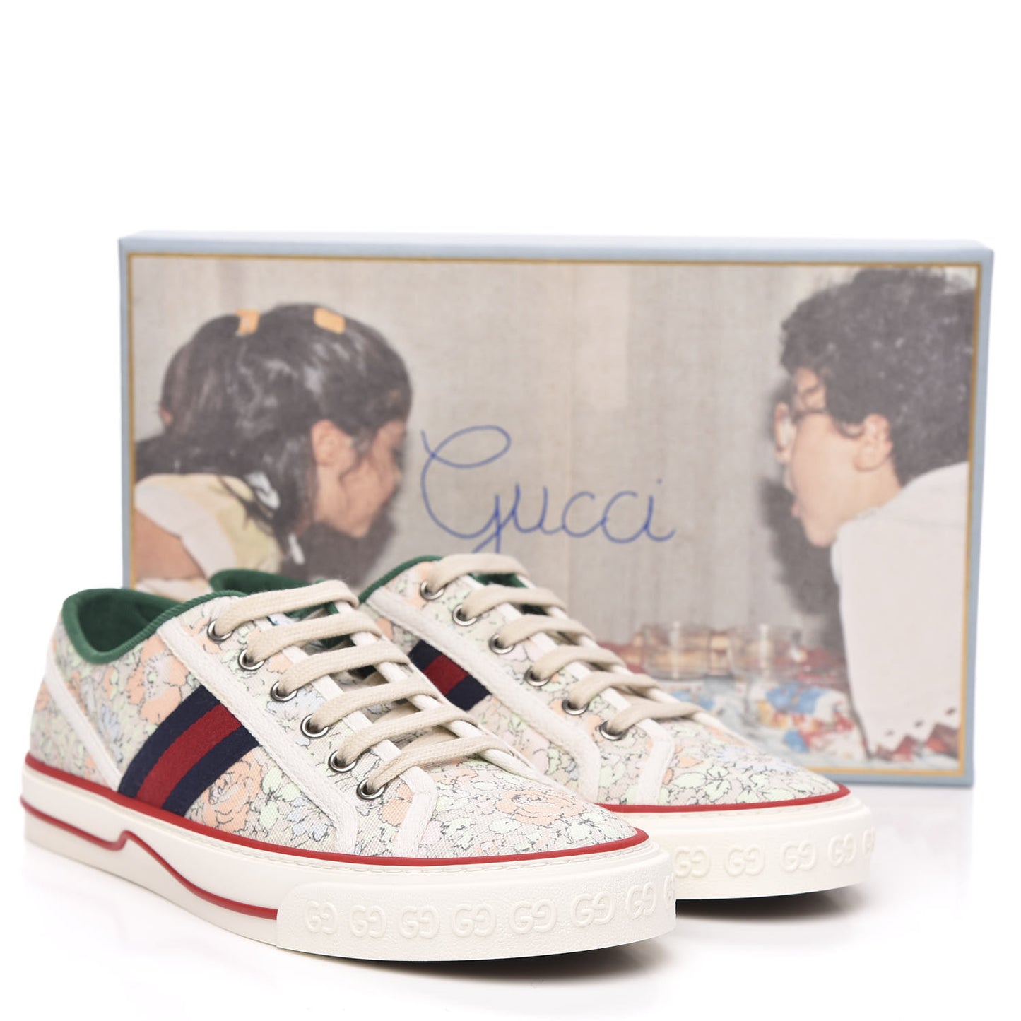 X LIBERTY OF LONDON Canvas Web Tracy Print Womens 1977 Tennis Sneakers 40 Mint Peach Mystic White