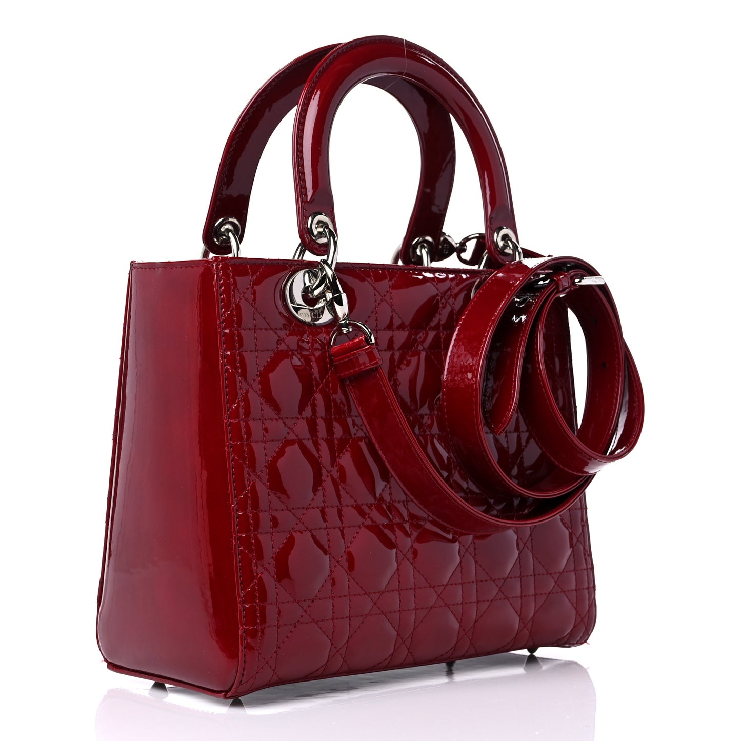 Patent Cannage Medium Lady Dior Red