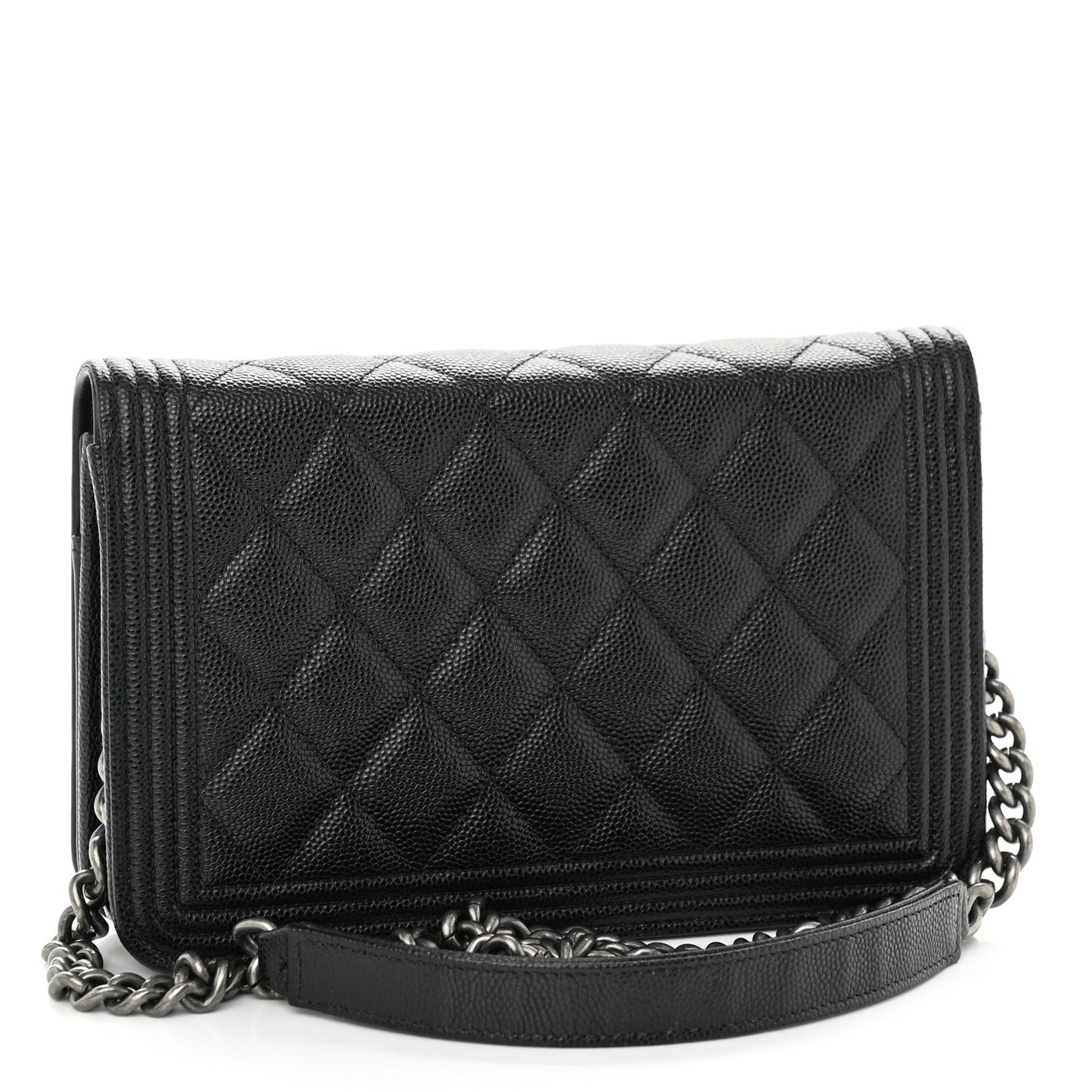 Caviar Quilted Boy Wallet On Chain WOC Black