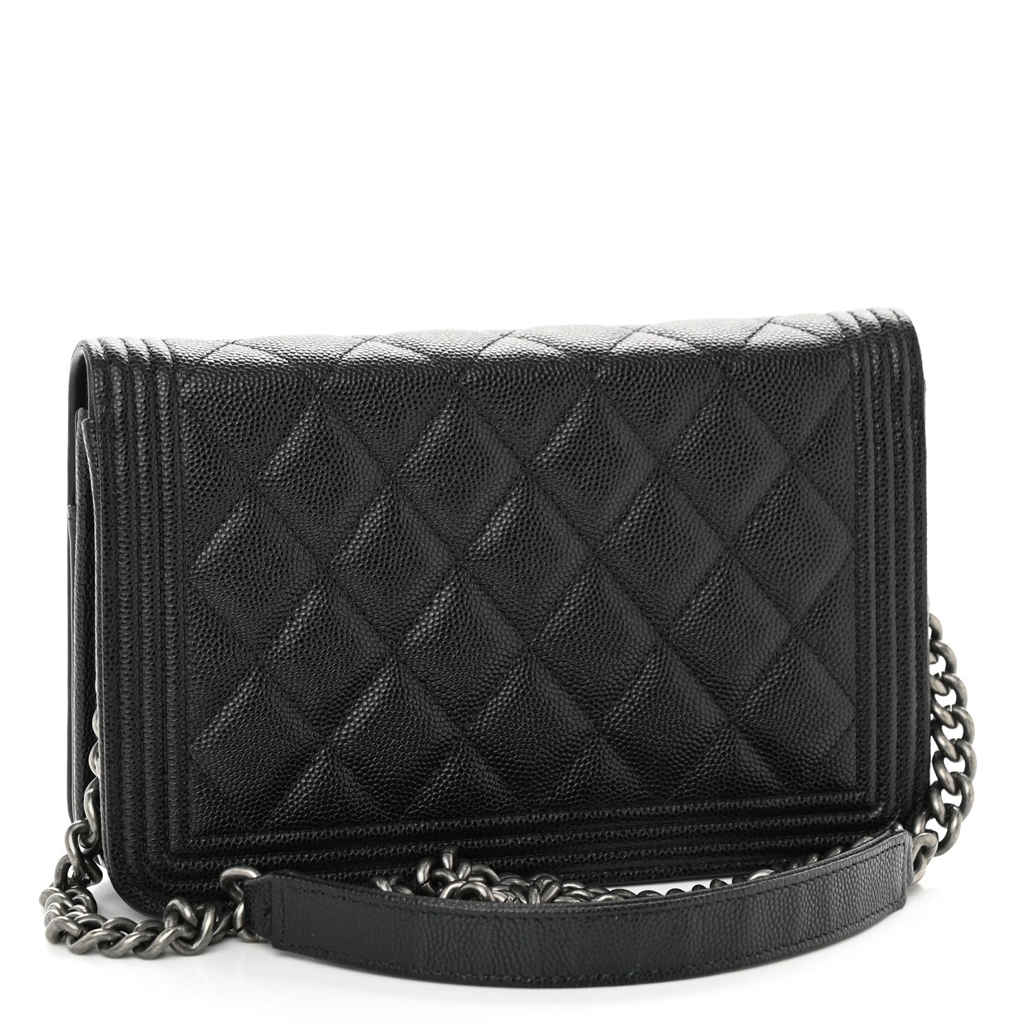Chanel Caviar Quilted Boy Wallet On Chain WOC Black 3 of 12