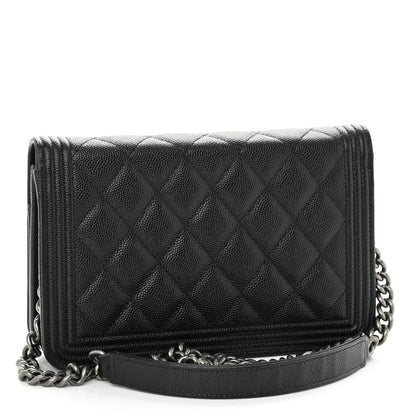 Chanel Caviar Quilted Boy Wallet On Chain WOC Black 3 of 12