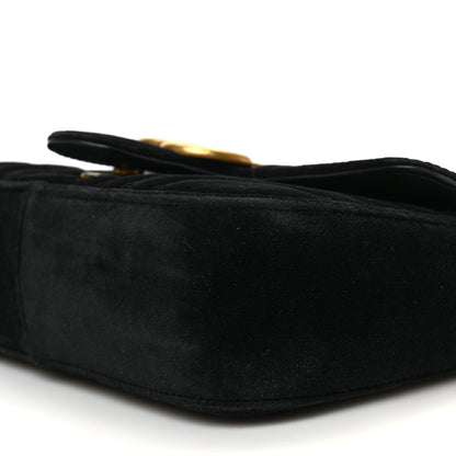 Gucci Velvet Matelasse Mini GG Marmont Shoulder Bag Black 9 of 9