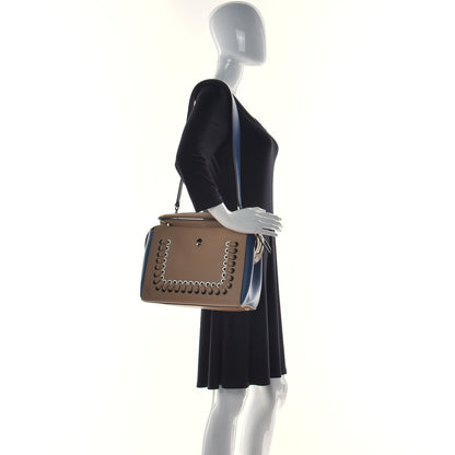 Fendi Vitello Baltico Shiny Nappa Lace Up DotCom Satchel Cuoio Blue Multicolor 2 of 15