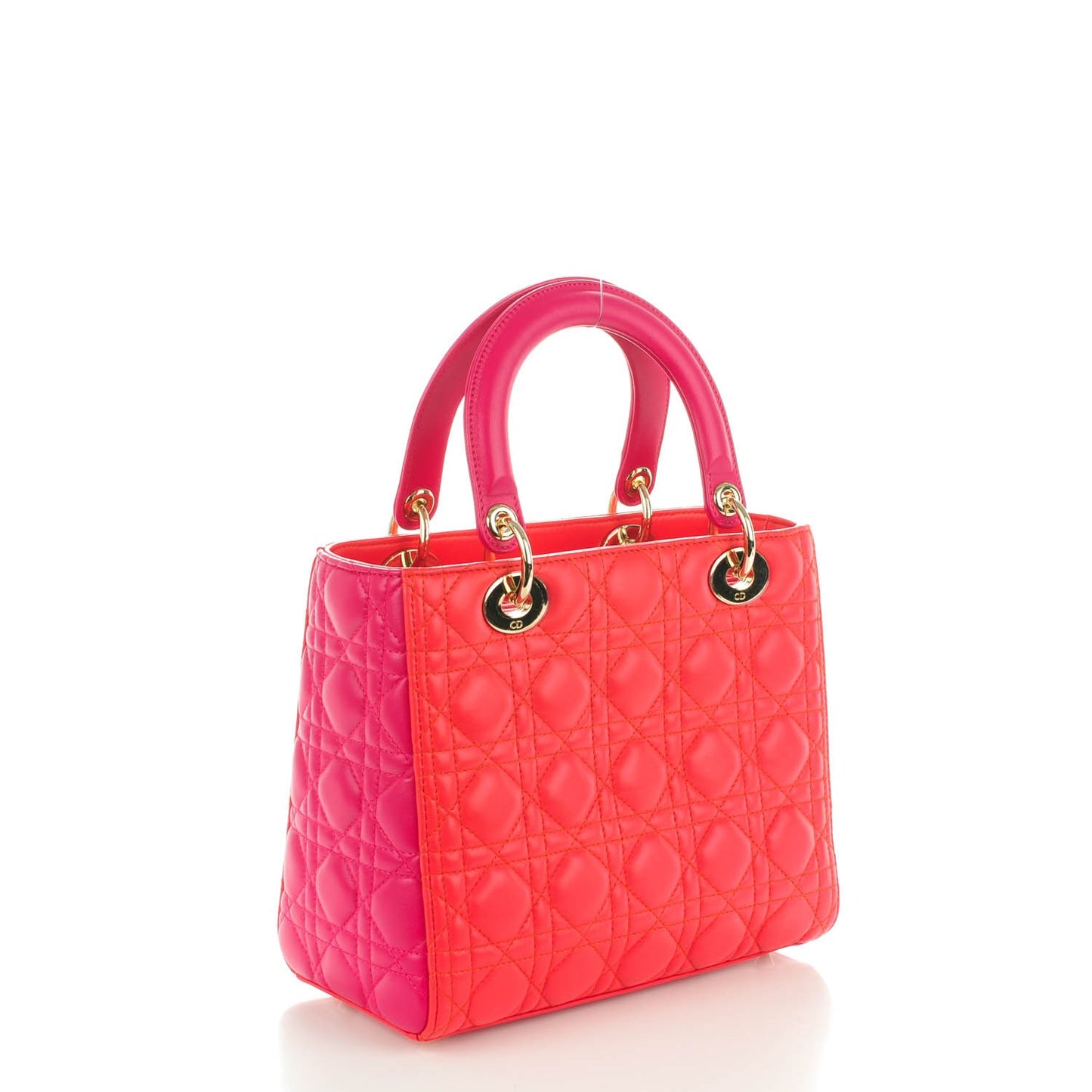 Lambskin Cannage Medium Bi-Color Lady Dior Red Pink