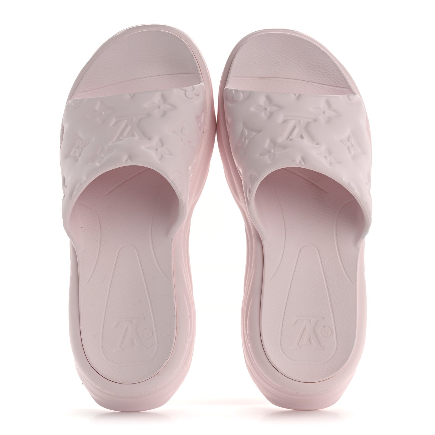 Rubber Monogram Embossed Pool 55 Flat Comfort Mule 40 Rose Clair