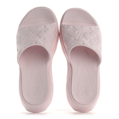Louis Vuitton Rubber Monogram Embossed Pool 55 Flat Comfort Mule 40 Rose Clair 2 of 11