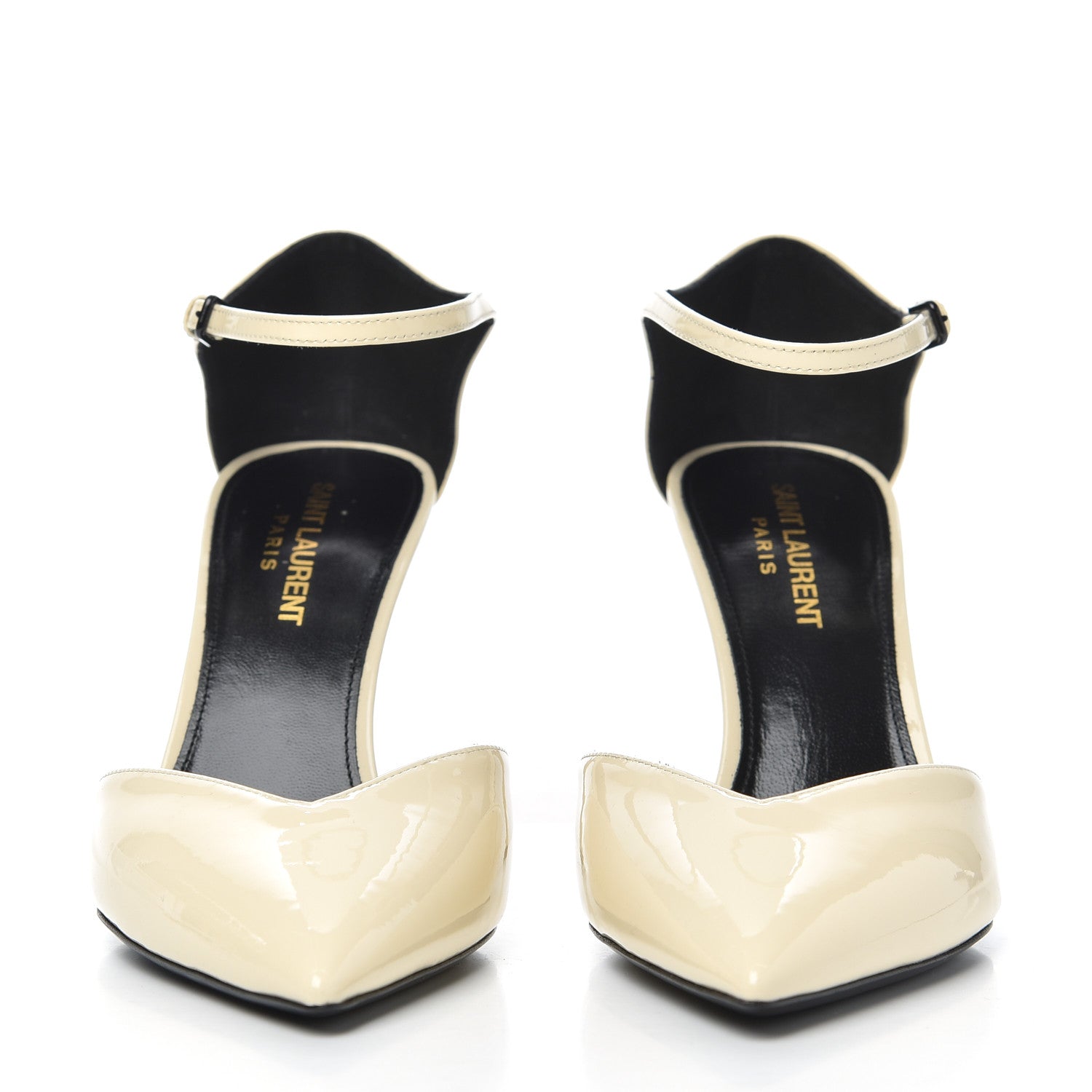 Saint Laurent Patent Anja 85 Ankle Strap Pointed Pumps 37 Coquille 2 of 11