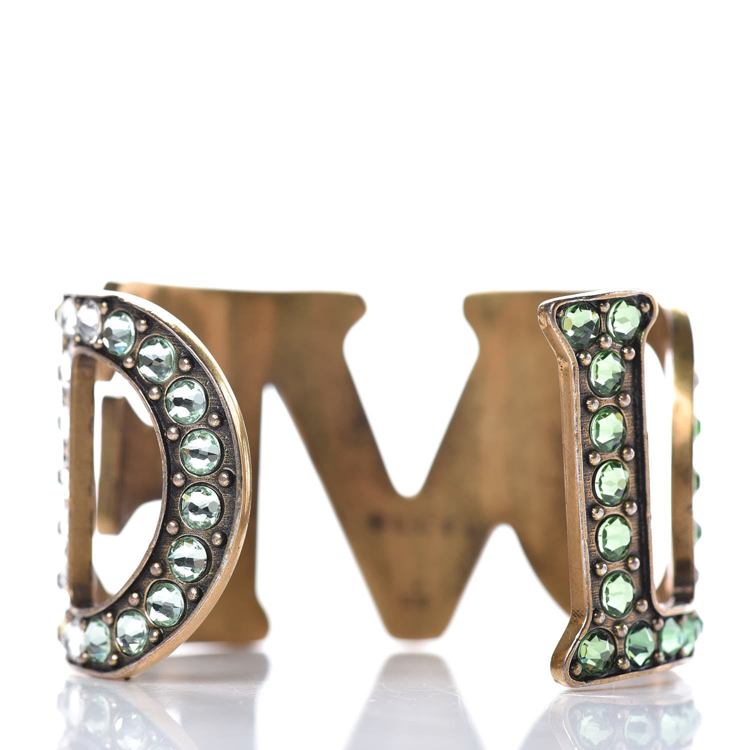 Gucci Metal Crystal Loved Cuff Bracelet 16 Aged Gold 4 of 7