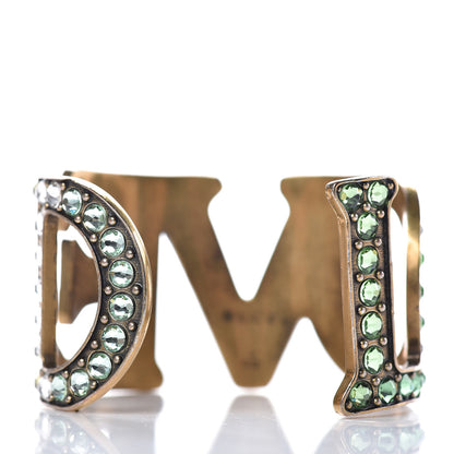 Gucci Metal Crystal Loved Cuff Bracelet 16 Aged Gold 4 of 7