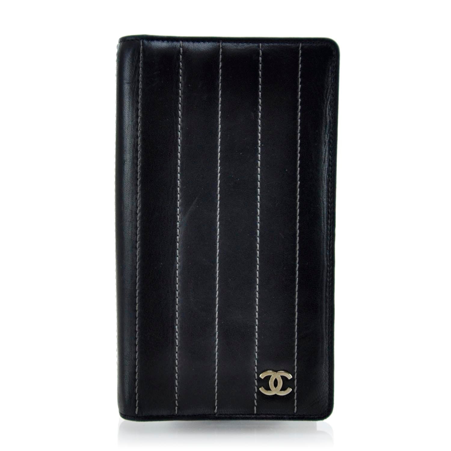 Chanel Lambskin Vertical Quilted Mademoiselle Yen Wallet Black 1 of 11