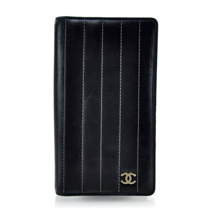 Chanel Lambskin Vertical Quilted Mademoiselle Yen Wallet Black 1 of 11