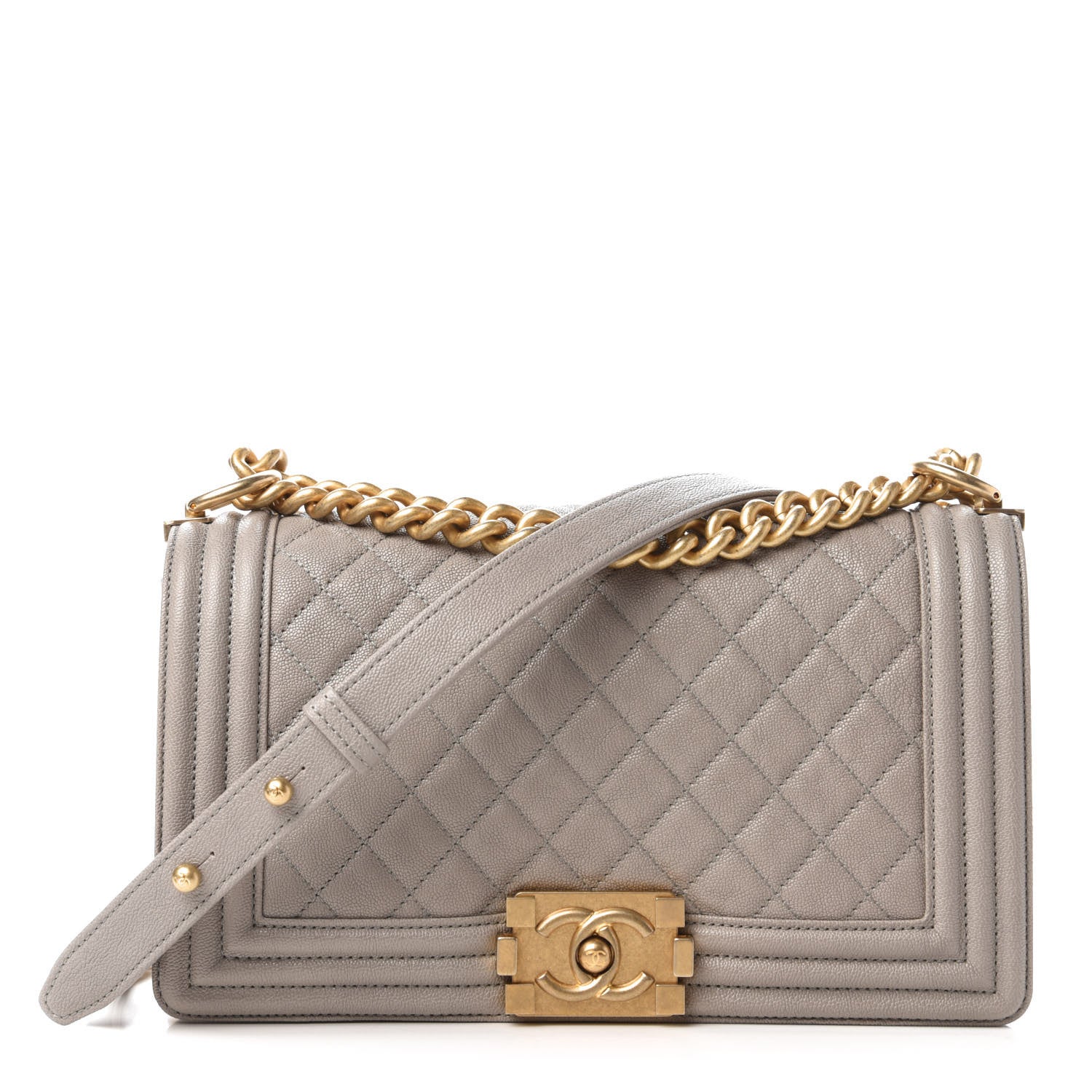 Chanel Caviar Quilted Medium Boy Flap Grey 1 of 11