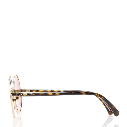 Chanel Metal Round Sunglasses 4226 Tortoise Gold 3 of 8