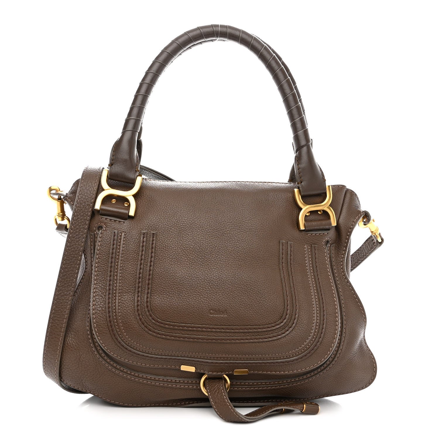 Chloe Calfskin Medium Marcie Satchel Brown Seed 1 of 10